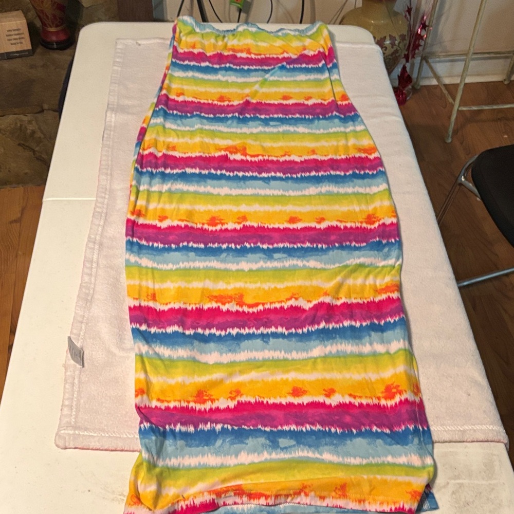 Love Yellow, Blue, Green Tie-Dye Maxi Dress